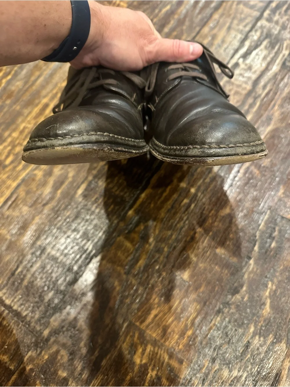 John Varvatos Brown Leather Derby Shoes made in Italy